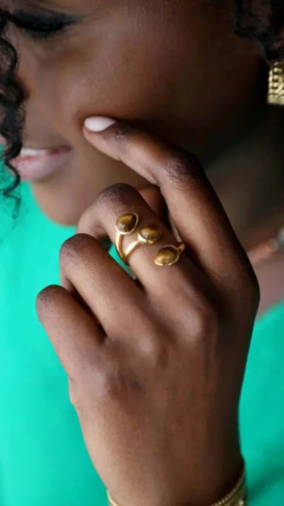 Femmes Saheline Bague Acier Inoxydable Nafy Ocre