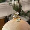 Femmes Saheline Bague Ajustable Doree/Blanc Nafy