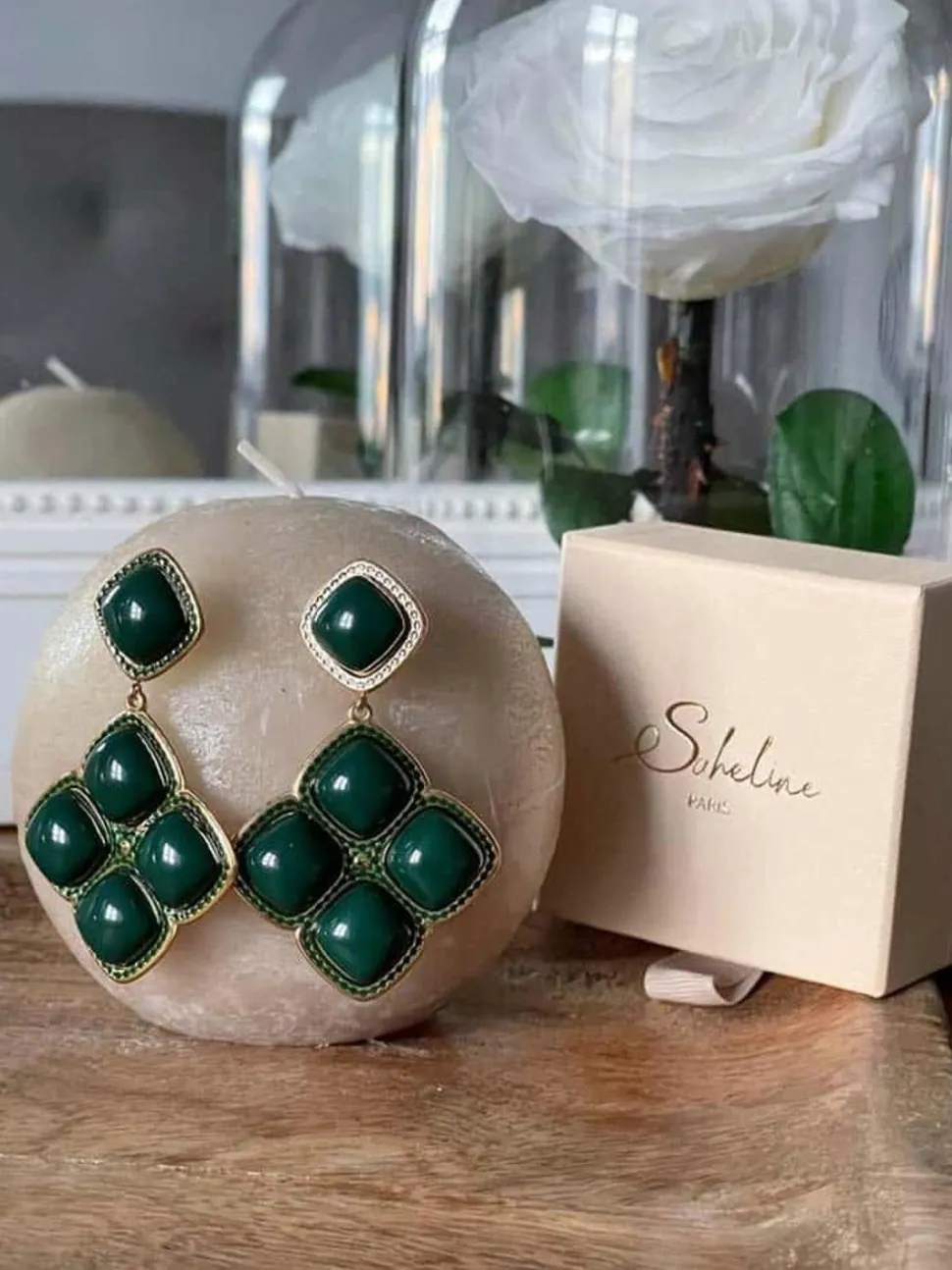 boucles_doreille_vert_ade_1.webp Femmes Saheline Boucles D'Oreille Vert Adele
