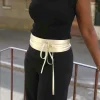 Femmes Saheline Ceinture En Cuir Metallise Dore Casey