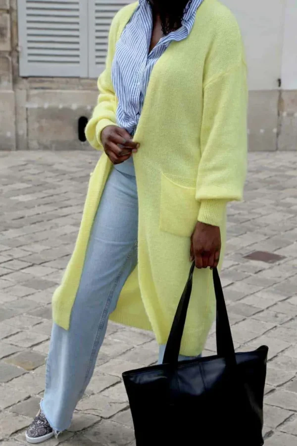 Femmes Saheline Gilet Long Jaune Dan