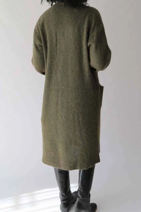Femmes Saheline Gilet Long Vert Mohair Dan