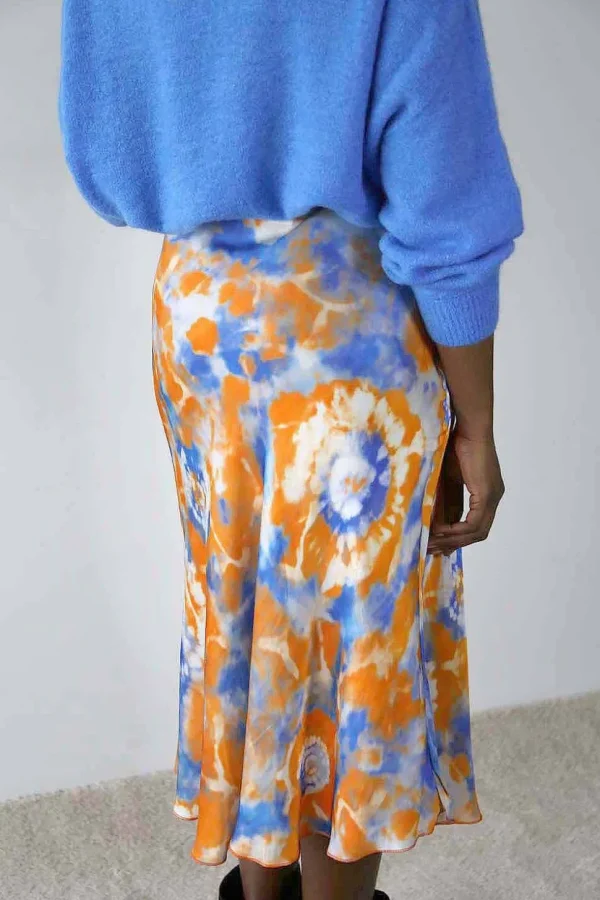Femmes Saheline Jupe Midi Satinee Orange Gina