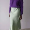 Femmes Saheline Jupe Midi Soie Vert Amande Natty