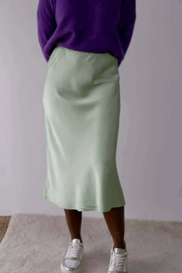 Femmes Saheline Jupe Midi Soie Vert Amande Natty