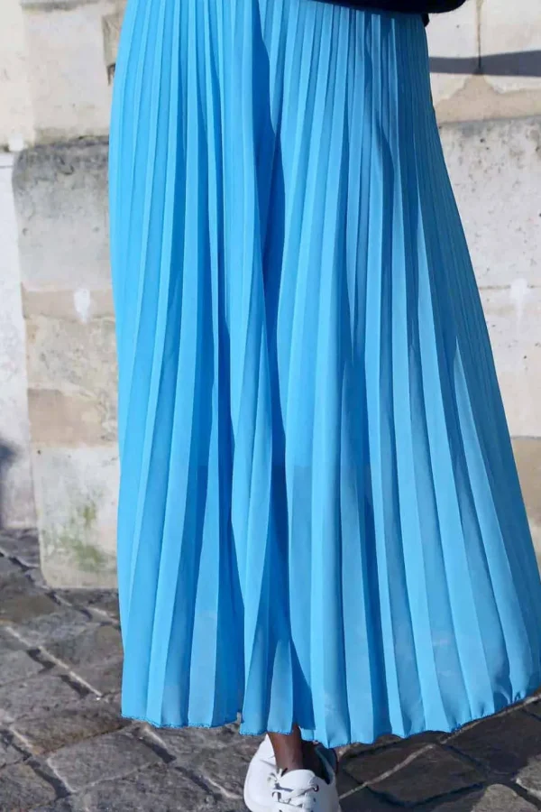 Femmes Saheline Jupe Plissee Midi Bleu Ciel Caudy