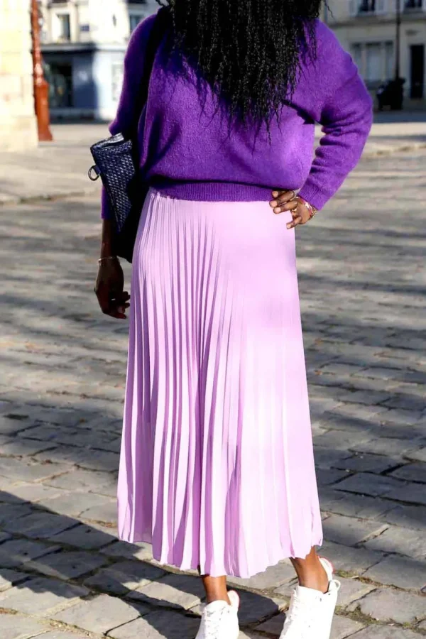 Femmes Saheline Jupe Plissee Midi Violet Lilas Caudy