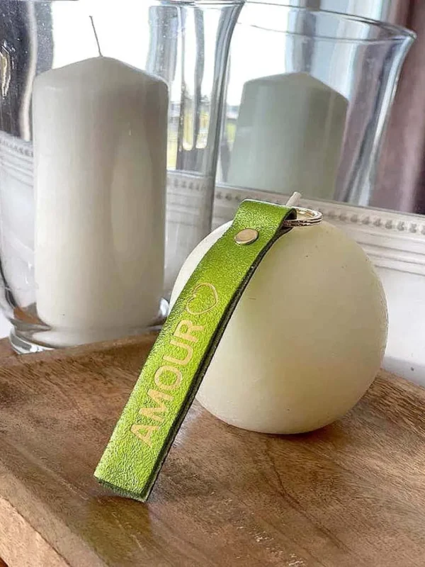Femmes Saheline Porte-Clés En Cuir Vert Anis Daisy