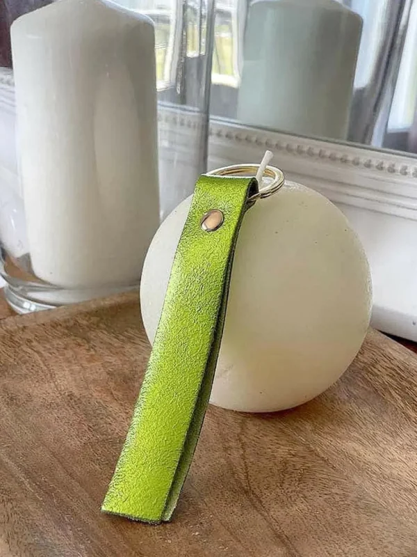 Femmes Saheline Porte-Clés En Cuir Vert Anis Daisy