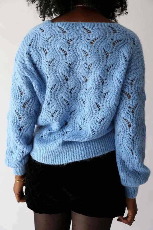 Femmes Saheline Pull Bleu Mohair Leo