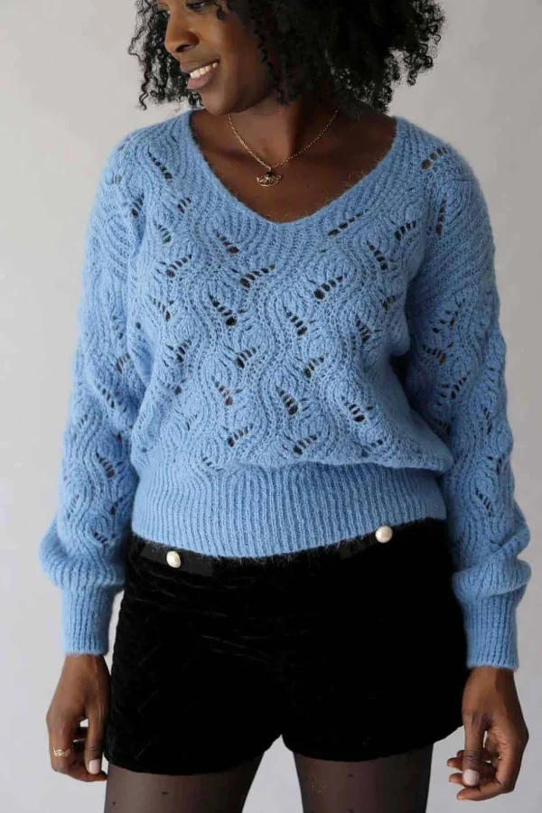 Femmes Saheline Pull Bleu Mohair Leo