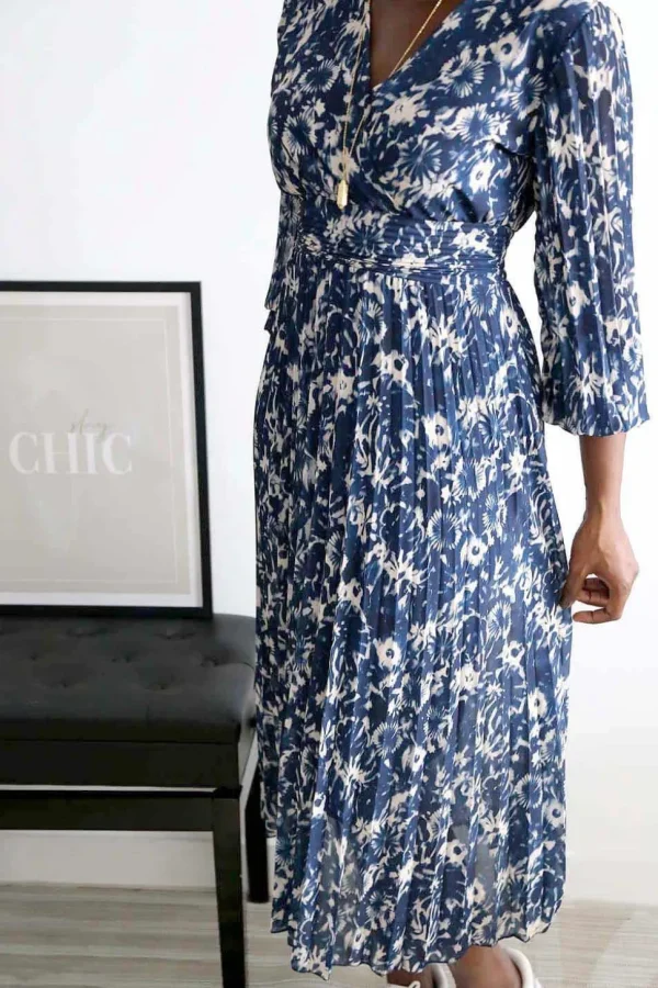 Femmes Saheline Robe Longue Imprime Bleu Lison