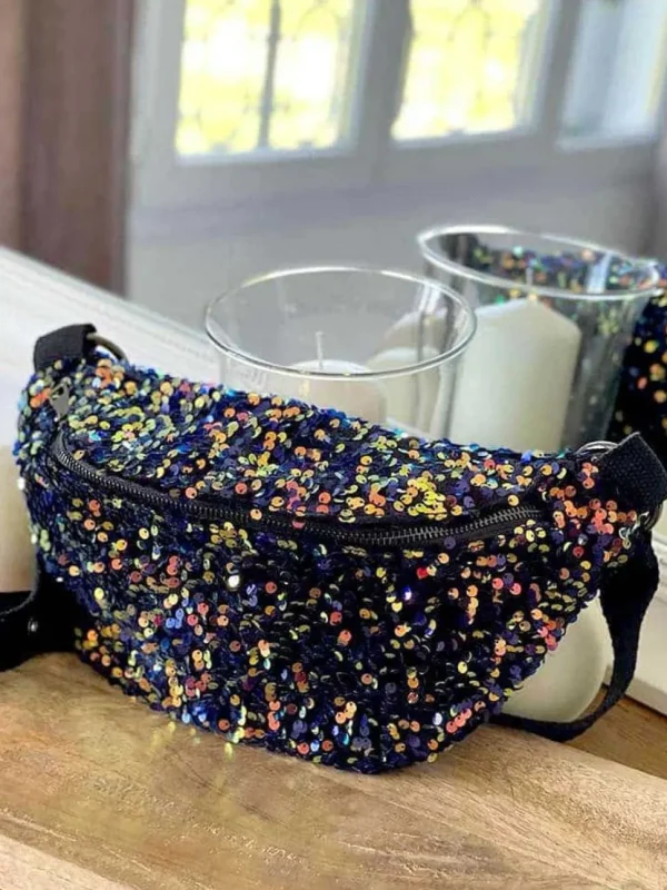 Femmes Saheline Sac Banane Bleu Peche A Sequins Laumy