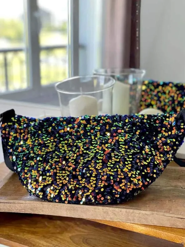 Femmes Saheline Sac Banane Bleu Peche A Sequins Xl Laumy