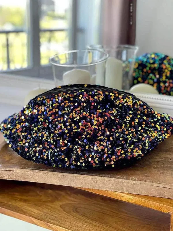 Femmes Saheline Sac Banane Bleu Peche A Sequins Xl Laumy