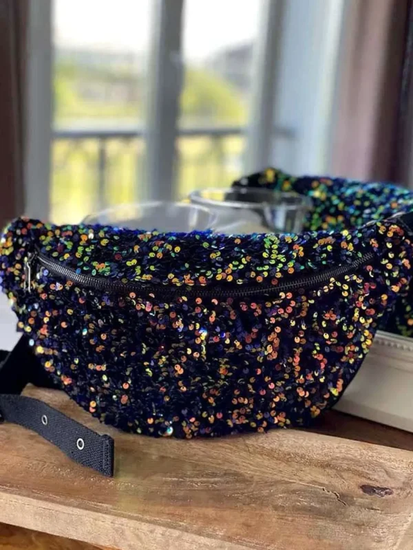 Femmes Saheline Sac Banane Bleu Peche A Sequins Xl Laumy