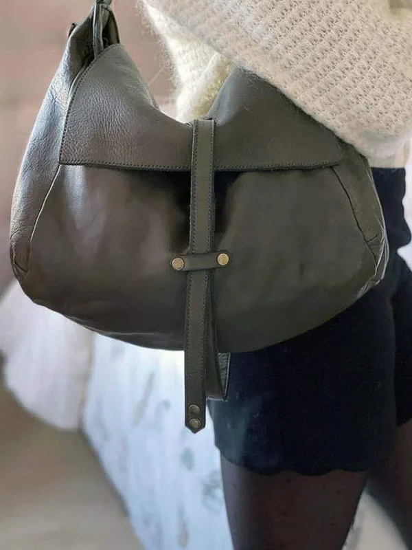 Femmes Saheline Sac Besace Cuir Vert Kaki Ninon